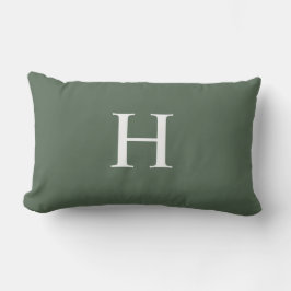 Einfaches modernes, staubgrünes Monogramm Kissen Für Draußen
