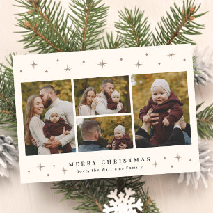 Einfaches Modernes Sterne 4 Foto Collage Weihnacht Feiertagskarte