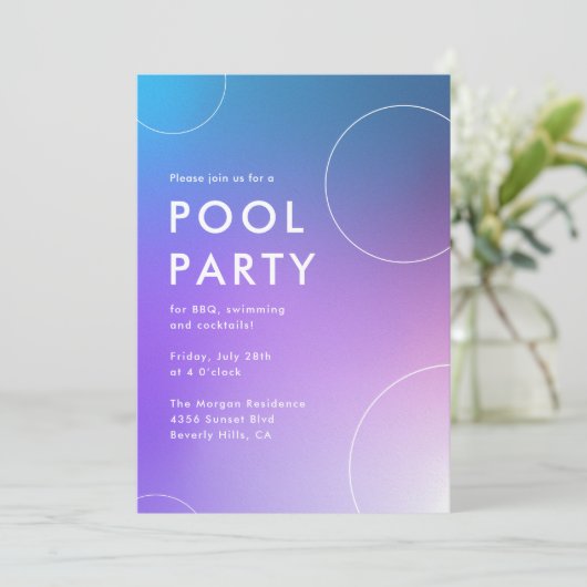 Einfaches modernes Summer Pool Party für Erwachsen Einladung (Stehend Vorderseite)