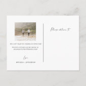 Einfaches modernes Typografie-Foto Save the Date Ankündigungspostkarte (Rückseite)