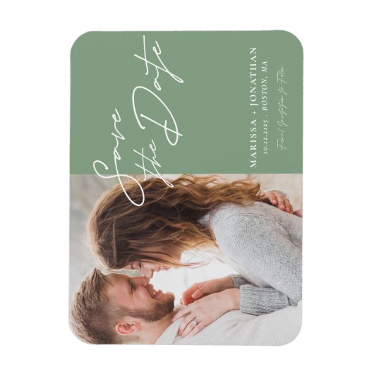 Einfaches modernes Typografie-Foto Save the Date Magnet (Vertikal)