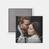 Einfaches modernes Typografie-Foto Save the Date Magnet (Vorderseite/Rückseite)