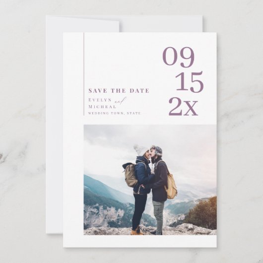 Einfaches modernes typografisches Foto Save the Da Save The Date (Vorderseite)