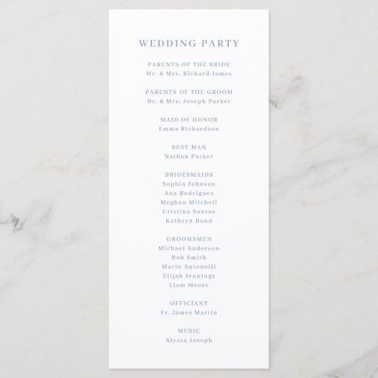 Einfaches, modernes und Minimalistisches Dusty Blu Programm (Rückseite)