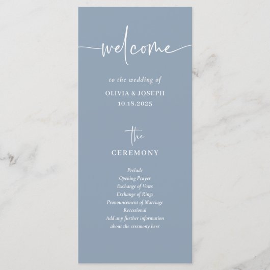 Einfaches, modernes und Minimalistisches Dusty Blu Programm (Vorderseite)