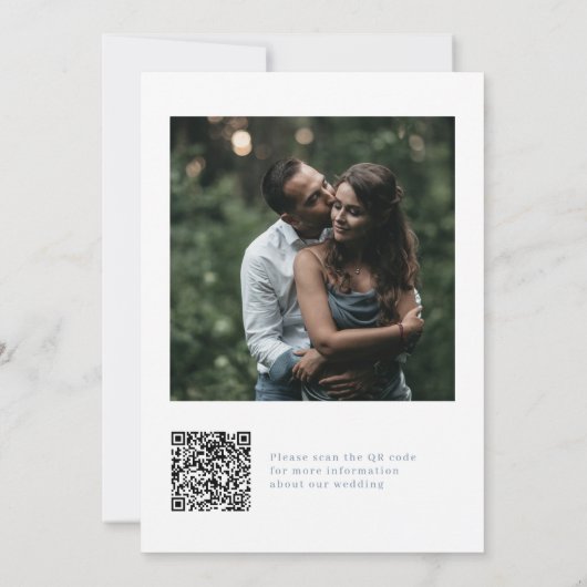 Einfaches, modernes und Minimalistisches Dusty Blu Save The Date (Rückseite)