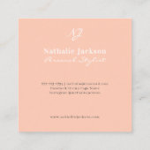 Einfaches, modernes und schlichtes Pfirsich mit Mo Quadratische Visitenkarte (Rückseite)