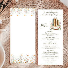 Einfaches modernes Wasserfarben-Storybook-Brautpar Menükarte