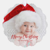 Einfaches, modernes Weihnachts-Foto Ornament Karte (Vorderseite)