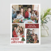 Einfaches, modernes Weihnachtsfamilien-Foto Feiertagskarte (Stehend Vorderseite)