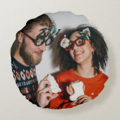 Einfaches, modernes Weihnachtsmonogramm-Foto Rundes Kissen (Rückseite)