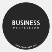 Einfaches, modernes Weiß auf schwarz Runder Aufkleber (Vorderseite)