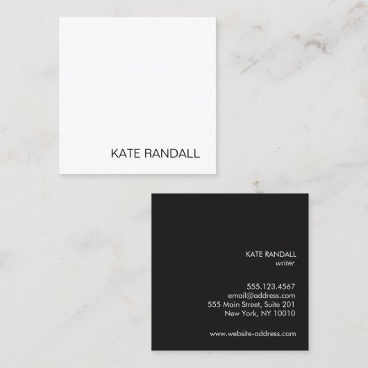 Einfaches, modernes, weißes Berufliches Netzwerk Quadratische Visitenkarte (Vorne/Hinten)