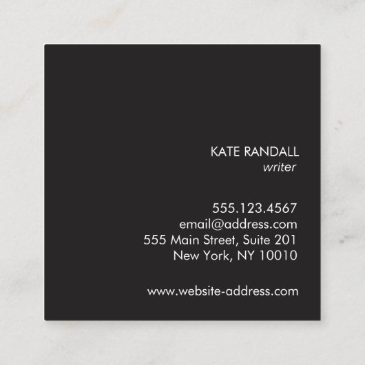 Einfaches, modernes, weißes Berufliches Netzwerk Quadratische Visitenkarte (Rückseite)