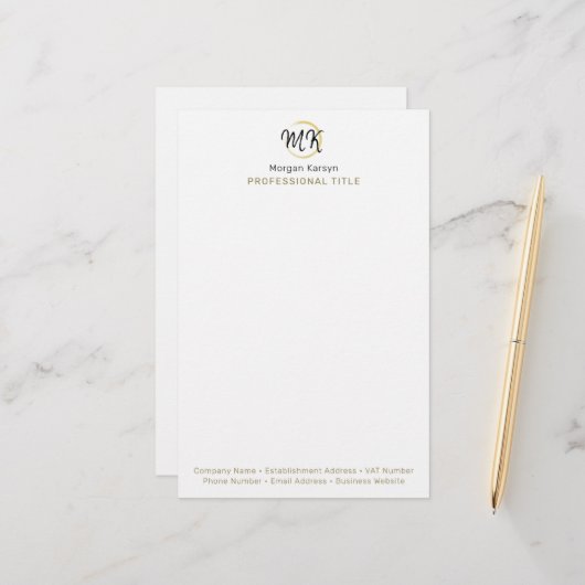 Einfaches, modernes, weißes, elegantes Template Mo Briefpapier (Vorderseite/Rückseite Beispiel)