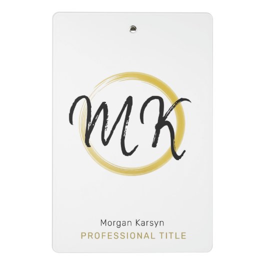 Einfaches, modernes, weißes, elegantes Template Mo Mini Klemmbrett (Rückseite)