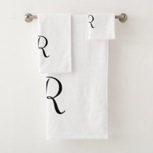 Einfaches, modernes weißes Monogramm - erstes Bade Badhandtuch Set