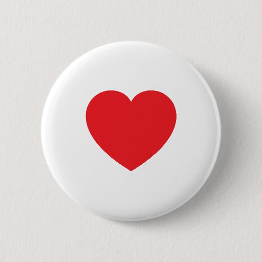 Einfaches modernes weißes rotes Herz Grafik Button (Vorderseite)