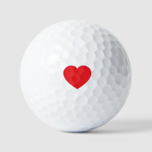 Einfaches modernes weißes rotes Herz Grafik Golfball