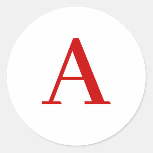 Einfaches modernes weißes rotes Monogramm Anfangsb Runder Aufkleber