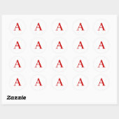 Einfaches modernes weißes rotes Monogramm Anfangsb Runder Aufkleber (Blatt)