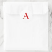 Einfaches modernes weißes rotes Monogramm Anfangsb Runder Aufkleber (Tasche)