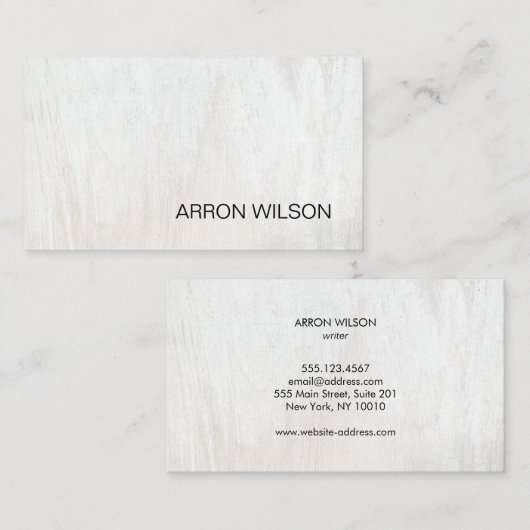 Einfaches, modernes Weißholz Beruflich Visitenkarte (Vorne/Hinten)