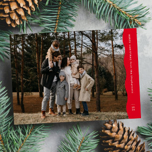 Einfaches modernes welliges rotes Weihnachtsfoto Feiertagskarte