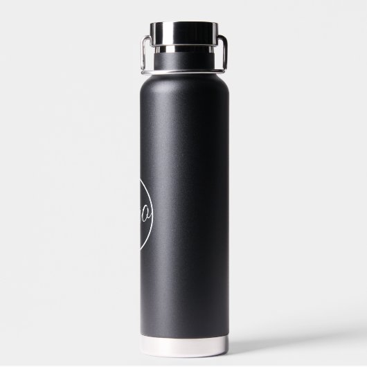 Einfaches, modernes Werbelogo für schwarze Unterne Trinkflasche (Rückseite)