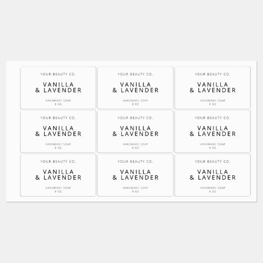 Einfaches, modernes White Soap Label Etiketten (Blatt)
