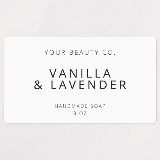 Einfaches, modernes White Soap Label Etiketten (Design 1)
