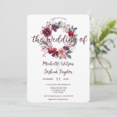 Einfaches modernes winterbordeauxfarbenes Kreide Einladung (Stehend Vorderseite)