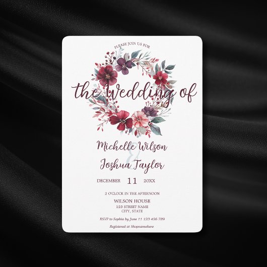 Einfaches modernes winterbordeauxfarbenes Kreide Einladung