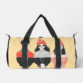 Einfaches, modernes zeichn cooler junger Menschen Duffle Bag