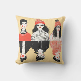 Einfaches, modernes zeichn cooler junger Menschen Kissen