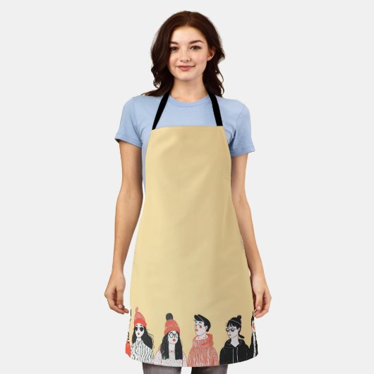 Einfaches, modernes zeichn cooler junger Menschen Schürze (Getragen)