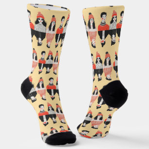 Einfaches, modernes zeichn cooler junger Menschen Socken