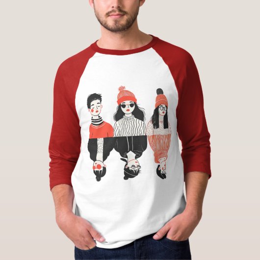 Einfaches, modernes zeichn cooler junger Menschen T-Shirt (Vorderseite)