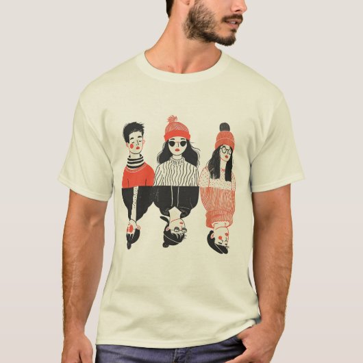 Einfaches, modernes zeichn cooler junger Menschen T-Shirt (Vorderseite)