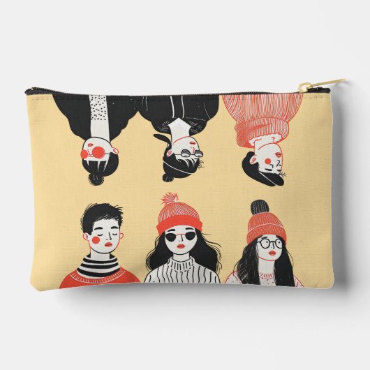 Einfaches, modernes zeichn cooler junger Menschen Zubehörtasche (Rückseite)