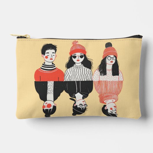 Einfaches, modernes zeichn cooler junger Menschen Zubehörtasche (Vorderseite)