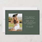 Einfaches, modernes, zweifarbiges Foto-Grün-Abschl Ankündigung (Rückseite)