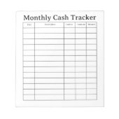 Einfaches monatliches Bargeld-Tracker-Notizbuch Notizblock (Vorderseite)