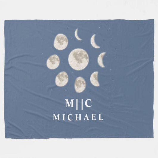 einfaches Mondmonogramm personalisiert Fleecedecke (Vorderseite (Horizontal))