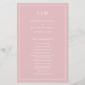 Einfaches Mongram Dusty Rose Hochzeitsprogramm (Vorne)