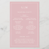 Einfaches Mongram Dusty Rose Hochzeitsprogramm (Hinten)