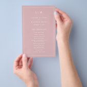 Einfaches Mongram Dusty Rose Hochzeitsprogramm (Handgriff)
