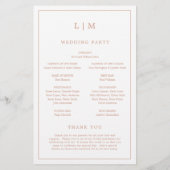 Einfaches Mongram Rose Gold Budget Hochzeitsprogra Flyer (Hinten)