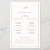 Einfaches Mongram Rose Gold Budget Hochzeitsprogra Flyer (Hinten)