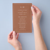Einfaches Mongram Terracotta Budget Hochzeitsprogr Flyer (Handgriff)